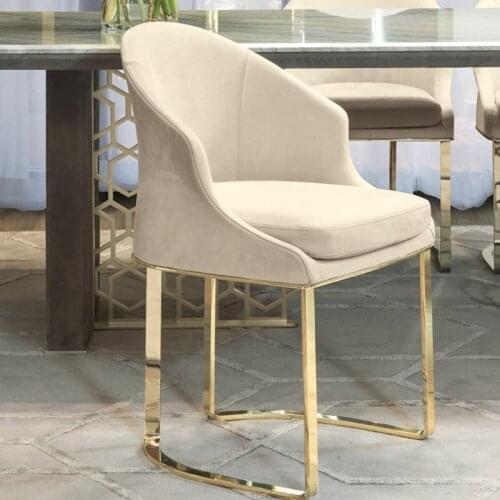 Light Luxury Dining Table Chair Modern Simple Nordic Metal Back Leather Chair Coffee Shop Hotel Restaurant Chair