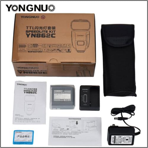 YongNuo YN862C TTL Flash Master Slave Speedlite Auto Manual Zoom with 1800mAh Battery for Canon 5D IV/6D/7D/40D/650D/1200D/EOS R