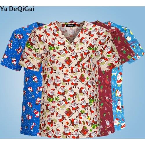 Fit Top Scrub Clothes Women S Unisex Cotton Cartoon Print Spa Uniform Beauty Salon Pet Shop Uniform Fashion Slim Crubs Lab Coat