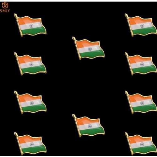 10Pcs 2019 Popular Asian National Emblem Badge Indian Painted Flag Brooch Backpack Hat Wear Pin Accessories