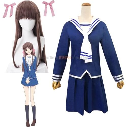 2021 Anime Honda Tohru Cosplay Skirts Fruits Basket Costumes Women JK Uniforms Schoolgirl Sailor Suits Tohru Honda Wigs