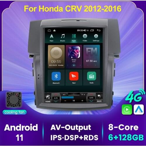 4GLTE 6GB+128GB Android 11 Car Multimedia GPS Radio Player For HONDA CRV 2012 2013 2014 2015 2016 AV Output SWC Built-in Carplay