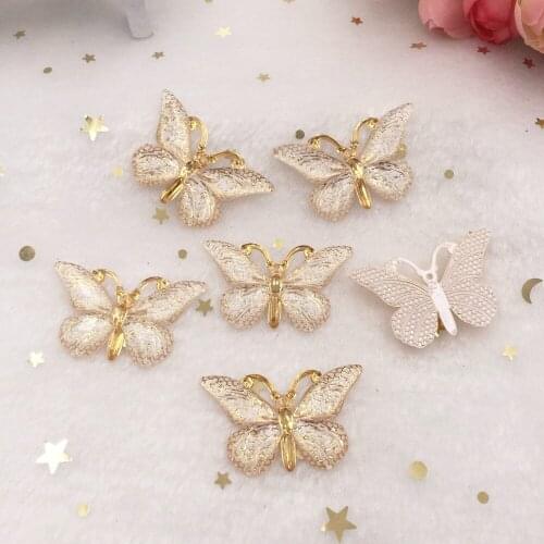 50pcs Resin 25*38mm Bling Colorful Butterfly Flatback Rhinestone 1 Hole Ornaments DIY Wedding Appliques Craft SW751
