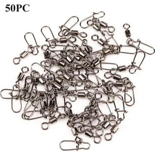 50pcs/lot Steel Alloy Fishing Connector Pin Bearing Rolling Swivel Snap Pins Fishhook Lure Sea Fishing Tackle