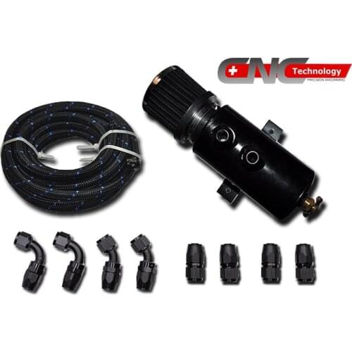 AN10OT_BK_KIT - Honda Civic Integra EK EG DC 94-01 Black Oil Catch Tank -10AN fuel hose 10ft