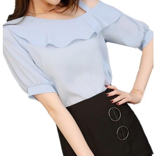B2120 spring and summer 2020 new Korean version women shows thin Pure color fashion leisure chiffon shirt trend cheap wholesale