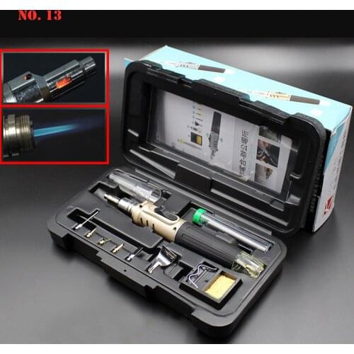 10 in 1 Soldering Iron Kit Automatic Ignition Butane Cordless Welding Torch Tools Kit Electric Gas Soldering Set Blow Torch Pen