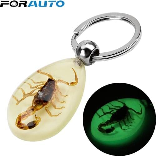 FORAUTO Creative Scorpion Keychain Car Keyring Key Holder Noctilucent Scorpion Amber Pendant Auto Pendant Handbag Wallet Pendant