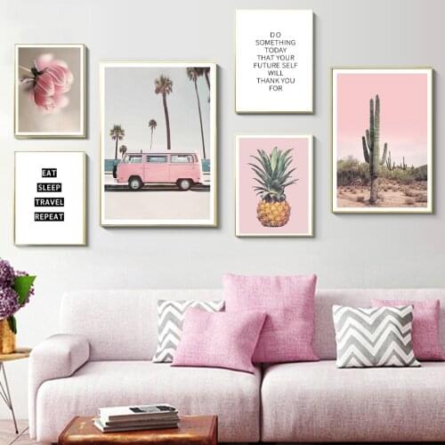 Nordic landscape oil painting poster decoration bus cactus panapur wall art printing drawing living room home decoration paintin