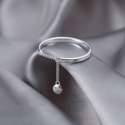 925 Sterling Silver Round Bead Finger Ring For Women Girls Retro Party Wedding Jewelry Accessories jz285