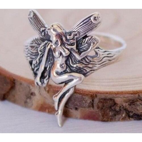 New Women Vintage Angel Wings Ring Gothic Steampunk Rings Party Sexy Anniversary Ring Fashion Personality Women Jewelry Gift