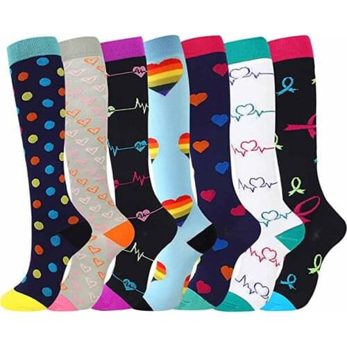 Compression Socks 7 Pairs Graduated Athletic for Men & Women Nurse Running Flight Travels Breathable Fitness Sport Camping Sport