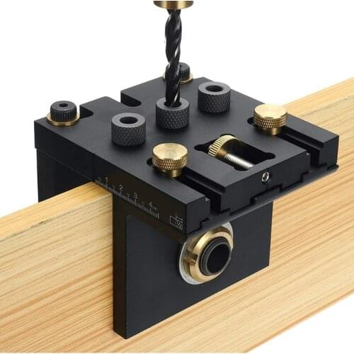 3 In 1 Wood Doweling Jig Pocket Hole Drilling Locator Jig With 6/8/10/15mm Drill Bit Vertical Drill Guide Hole Puncher Tools