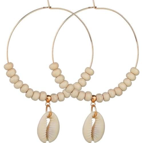 Fashion Bohemian Natural Sea Shell Earrings For Women Geometric Big Circle Earrings 2019 Female Dangle Earrings Beach Jewelry
