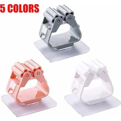 5 Colors High Quality Wall Mounted Mop Organizer Holder Brush Broom Hanger Home Storage Rack Bathroom Suction Hanging Pipe Hooks