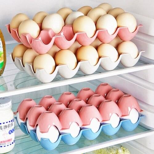 15 Grid Kitchen Refrigerator Egg Storage Box Practical Creative Eggs Holder Plastic Tray Stackable Eggs Shelf Case Organizer