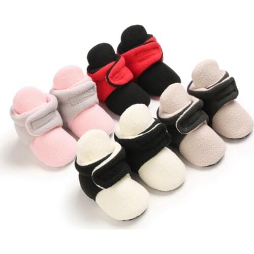 Baby Boy Girl Autumn Crib Warm Cotton Fabric Shoes Baby Toddler Shoes Soft Bottom Baby Shoes Frist Walking Shoes