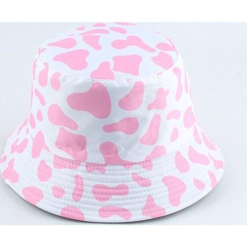 Bucket Hat Cow Pink Women Reversible Summer Sun Beach UV Protection Hip Hop Breathable Cap Outdoor Holiday Accessory