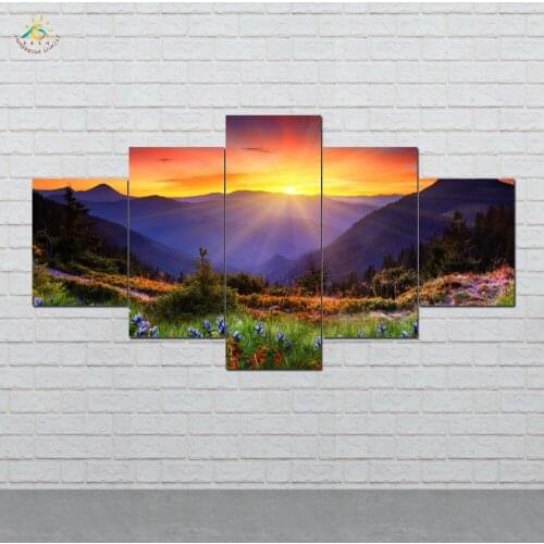 Landscape Sunshine Modern Canvas Art Prints Poster Wall Painting Home Decoration Artwork Wall Art Pictures for Bedroom 5 PIECES