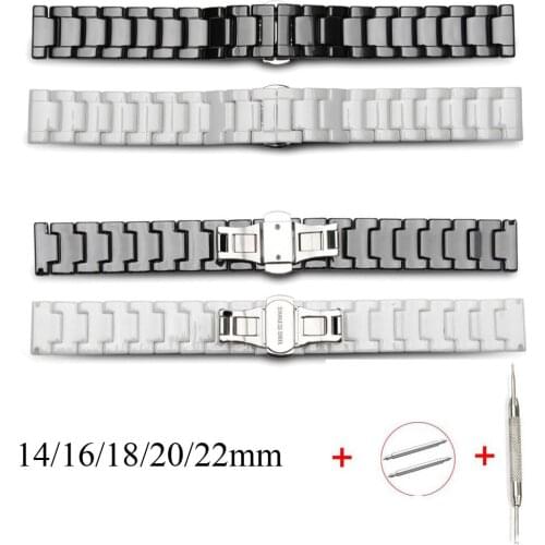 Ceramic Watch Bracelet 14mm 16mm 18mm 20mm 22mm Watchband White Black Ceramic Strap universal Wristwatches Band