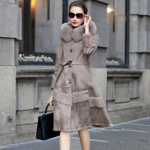 Luxury Rabbit Fur Coat Fox Fur Collar Hooded Female Jacket Thicken Warm Slim Jackets for Women 2020 Womens Clothing Ropa Zjt636