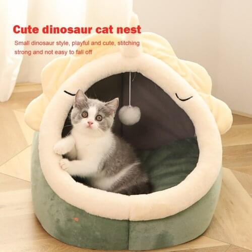 Removable Dragon Shaped Washable Cat Beds Indoor Detachable Semi-closed Pet House Kennel Nest Accessories S/M/L