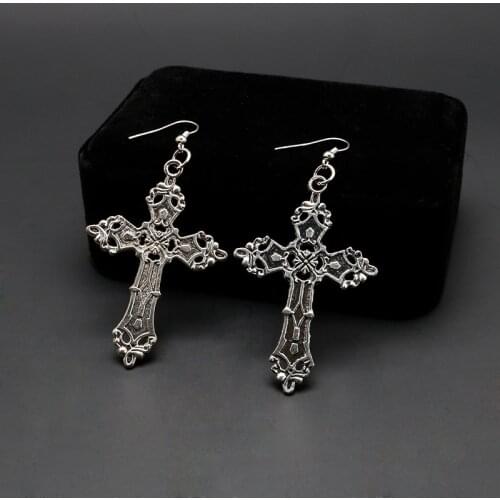 Punk Big Cross Drop Earring серьги Goth Cross Dangle Earrings For Women Girl Ear Props Bijoux Jewelry
