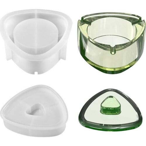 Ashtray Resin Silicone Mold DIY Crystal Epoxy Art Mold Triangle Round Ashtray Household Ornaments Silicone Mold Home Resin Decor