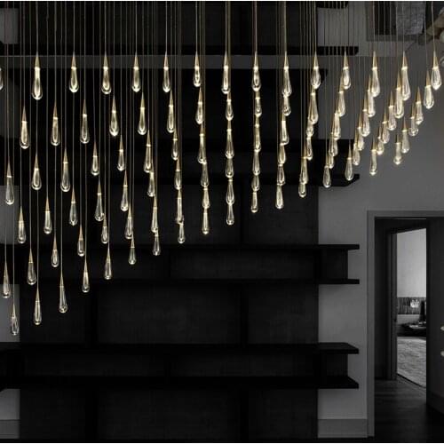 Modern Crystal Led Pendant Lights Nordic Kitchen Decoration Hanging Lamps Home Art Lamp Indoor Lighting Staircase Light Fixtures