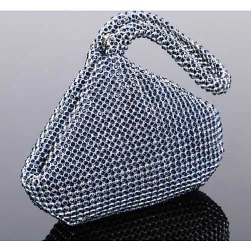 Dark Blue Luxury Crystal Evening Bag Hobos Clutch diamond party purse Women evening handbag wedding clutch bag Bolsos Mujer Con