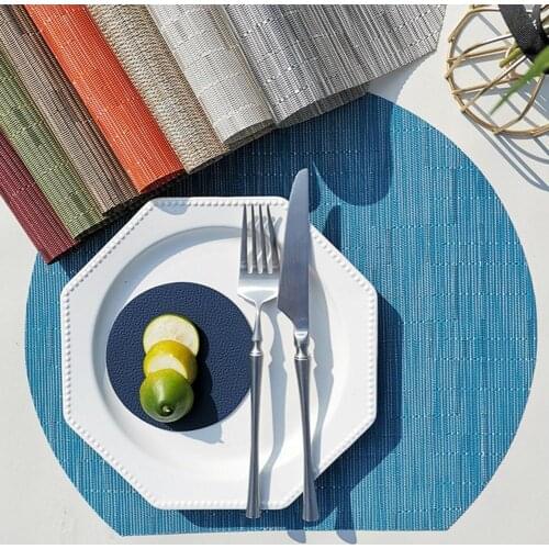Bamboo Texture Heat Insulation Table Mat Nordic Simple Style Heat-resistant PVC Half Round Shape Place Pads Dinner Mats