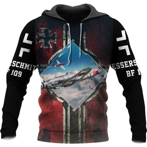 Latest fighter BF 109 3D full set printed Hoodie mens and womens fashion casual jacket