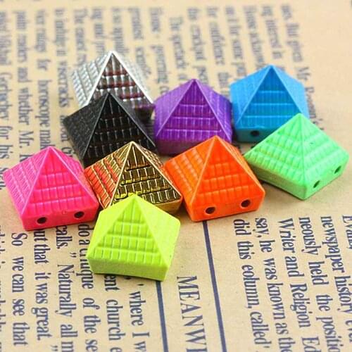 TUMBEELLUWA 1Lot (10Pc) Mix Color 4Hole Rivet Stud Tower Loose Charms Beads Connector DIY Jewerly Making Accessories