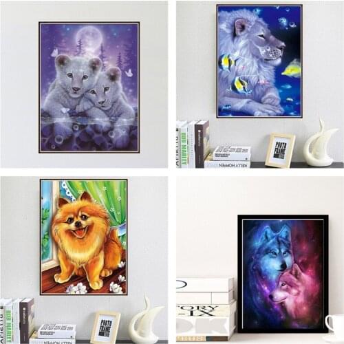 Lovely Bear Dog Lion Wolf 5d Diamond Painting Cross Stitch Embroidery Animals Theme Wall Mural Art For Home Decoration