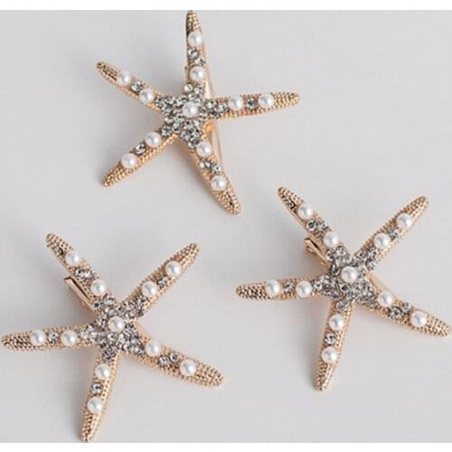 Hair Clip Simulation Starfish Rhinestone Women Jewelry Headdress