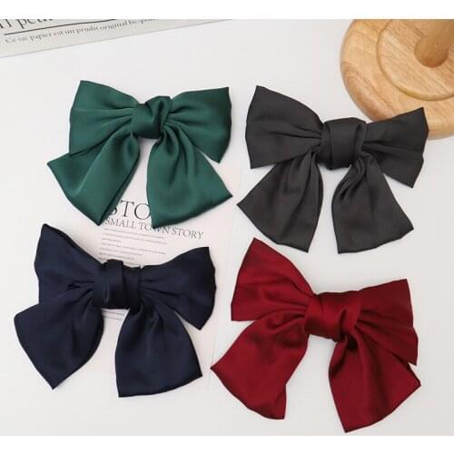 Big Bow Knot Spring Hair Clip Satin Two Layer Hairgrips Women Girls Sweet Long Ribbon Ponytail Hairpin Headwear Accessories