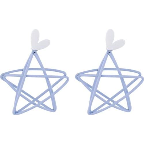 Star Earring Personality Exaggerated Heart Five-pointed Star Ear Nail Female Korean Temperament Long Paragraph Pendant Girl Gift