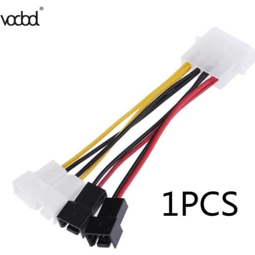 1pcs/lot Computer Cooling Fan Power Cables 4Pin Molex to 3Pin fan Power Cable Adapter Connector 12v*2/5v*2 for CPU PC Case Fan