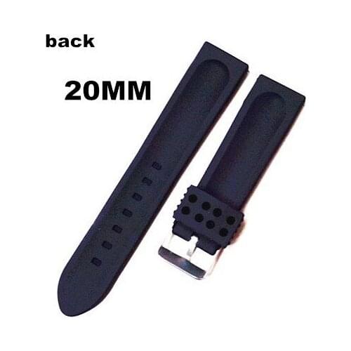 1PCS High quality 20MM rubber Watch band watch strap black color for wrist watch -08302