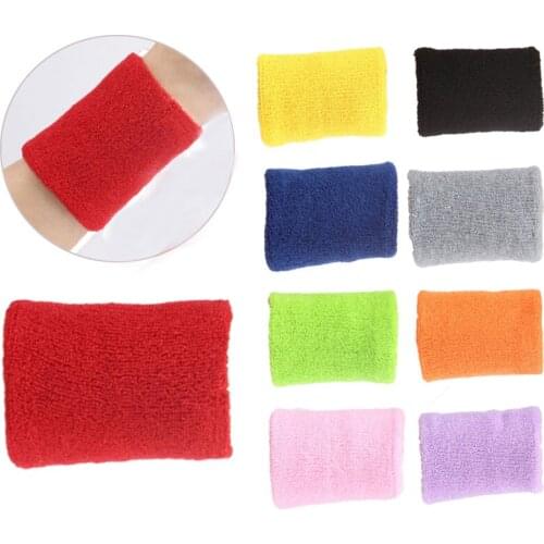10 Colors Unisex Cotton Sweatband Sports Wrist Tennis Badminton Wristband Arm Sweat Absorb Sleeve Towel Band Bracers Wrist Wrap