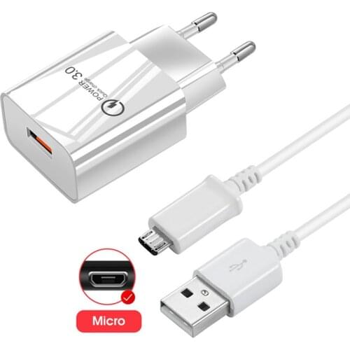18W USB Quick Charge QC3.0 Fast Charging Micro USB Data Cable for Samsung galaxy S6 S7 A02 A10 Huawei Xiaomi NOKIA Phone Charger