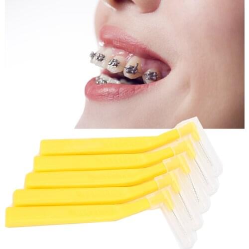 20Pcs Steel Wire Spiral Type L-Shaped Orthodontic Interdental Brush Soft Hair Bushy Delicate Removal Tooth Deep Tartar Cleaning