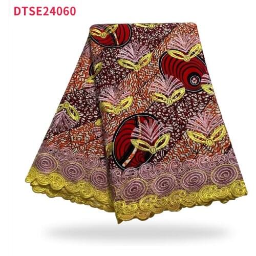 2021 High Quality 5 Yards African Wax Cloth Lace Embroidered Fabric Womens Clothing Suitable for Dress Parties DTSE24060