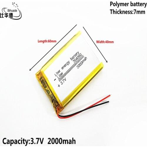 3.7V,2000mAH 704060 Polymer lithium ion / Li-ion battery for tablet pc BANK,GPS,mp3,mp4