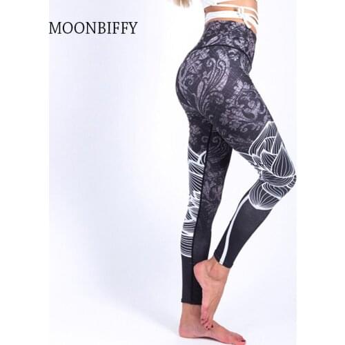 3D Digital Print Leggings Women Lotus Flower Trousers Fitness Legging Elastic High Waist Leggings Workout Activewear