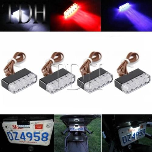 4 X LED License Plate Light 19" Lead Wire Rear Brake Lamp Universal Motorcycle Scooter 12V Led Turn Signal Indicators Blinker