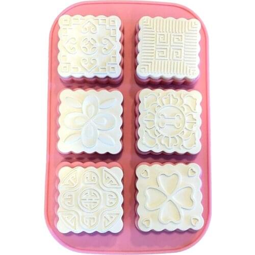 6 Cavity Unique Patterns Silicone Soap Mold Mixed Patterns and Baking Pan Homemade Craft Tart Pudding Cookie Making Mould