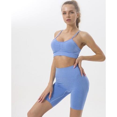 2Pcs Seamless Sports Set Women Sports Bra High Waist Shorts Leggings Yoga Set Gym Clothes Sport Suit Fitness Workout Outfits