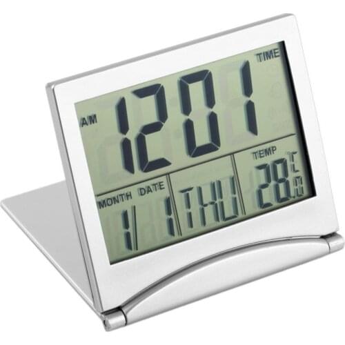 Sliver LED Display Alarm Clock Digital Thermometer Calendar Display Date Desk Table Clock Display Datum Bureau Tafel Klok Sliver