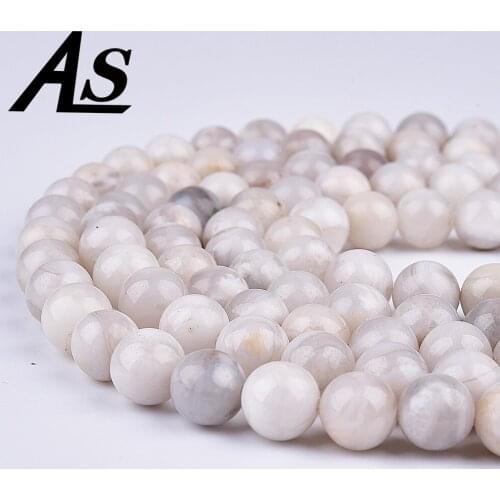 Asingeloo Natural Stone Beads White Crazy Agates Round Loose Beads 4 6 8 10 MM Fit Diy Fashion Jewelry Making Accessories